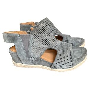Sofft Shandi Leather Wedge Sandals‎ Gray Women’s Size 8.5 Perforated Comfort